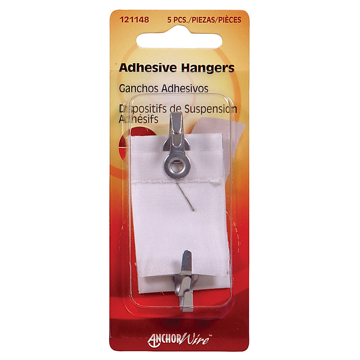 Hillman - 121148 - AnchorWire Steel-Plated White Adhesive Hangers 1-1/2 lb 5 pk