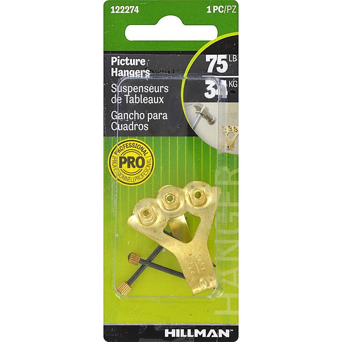 Hillman - 122274 - AnchorWire Brass-Plated Classic Picture Hanger 75 lb 1 pk