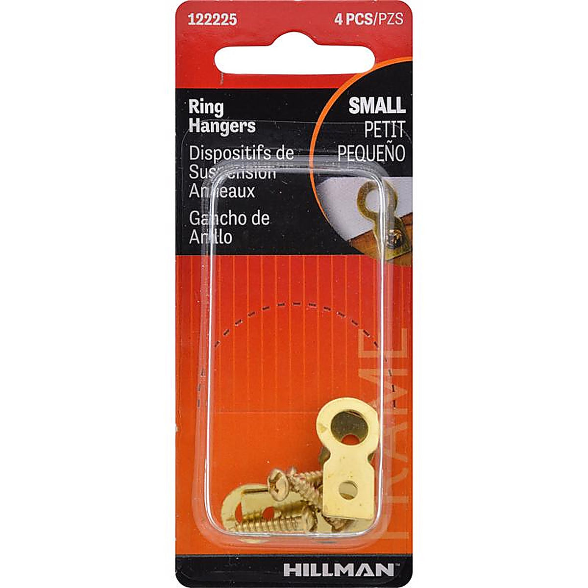 Hillman - 122225 - AnchorWire Brass-Plated Small Ring Hanger 1 lb 4 pk