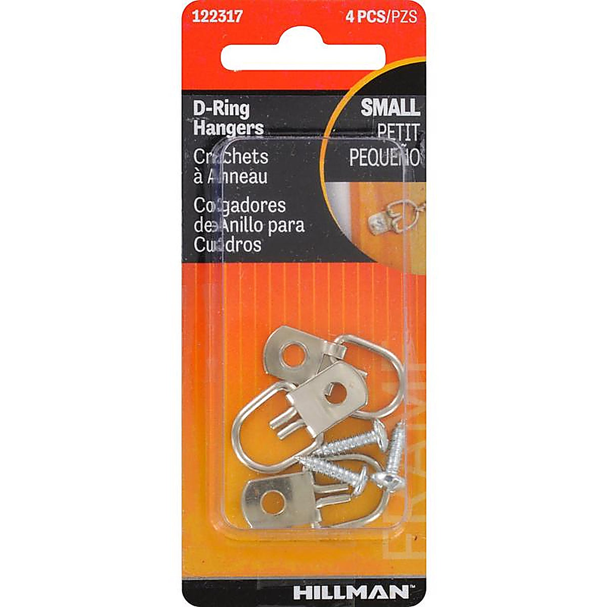 Hillman - 122317 - AnchorWire Steel Zinc Small D-Ring Hanger 1 lb 4 pk