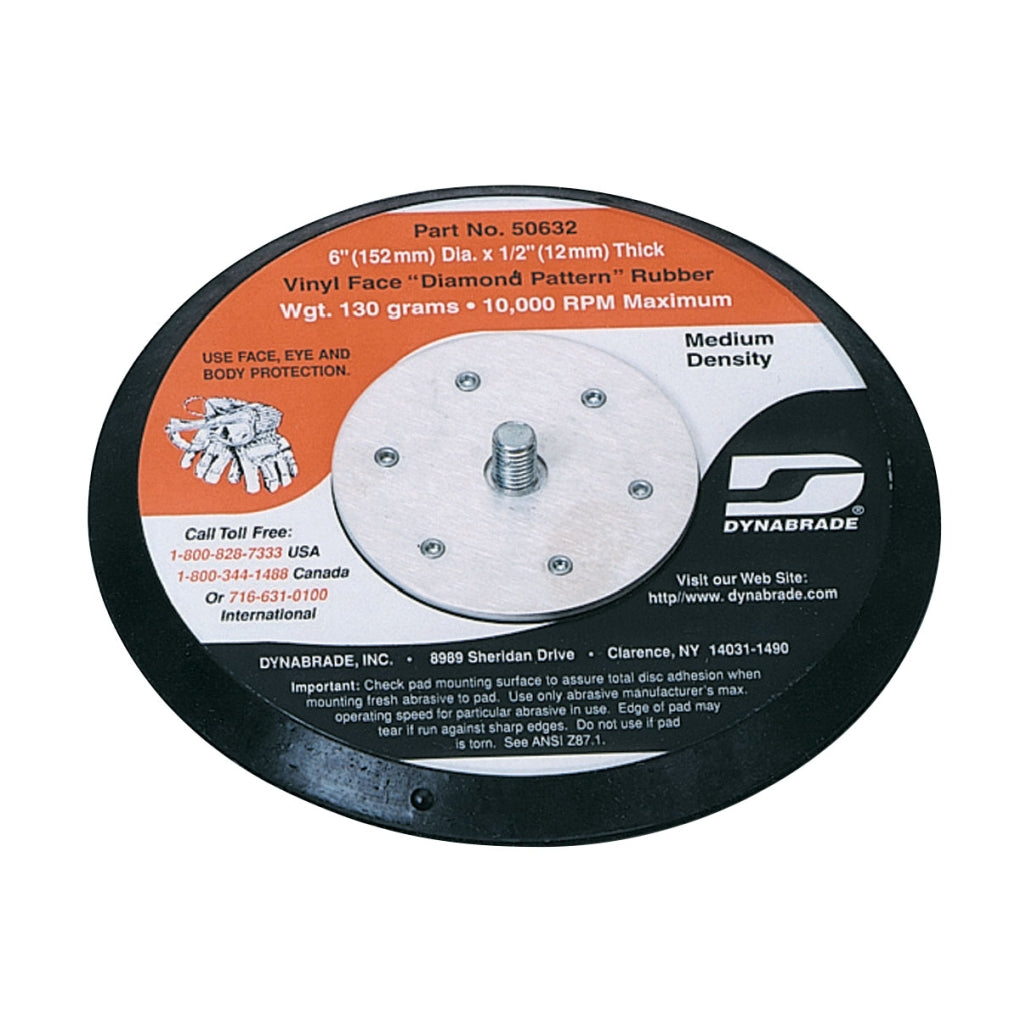 DYNABRADE - 50633 - 6 in (152 mm) Dia. Vacuum Disc Pad, Rubber-Face