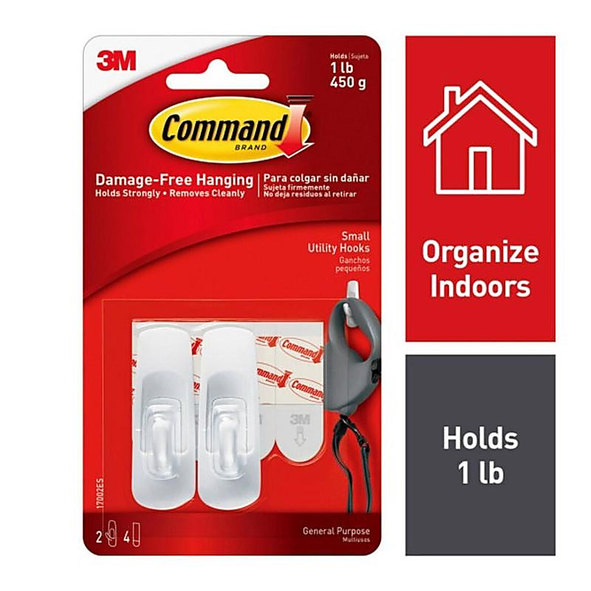3M - 17002ES - Command Small Plastic Hook 2-3/8 in. L - 2/Pack