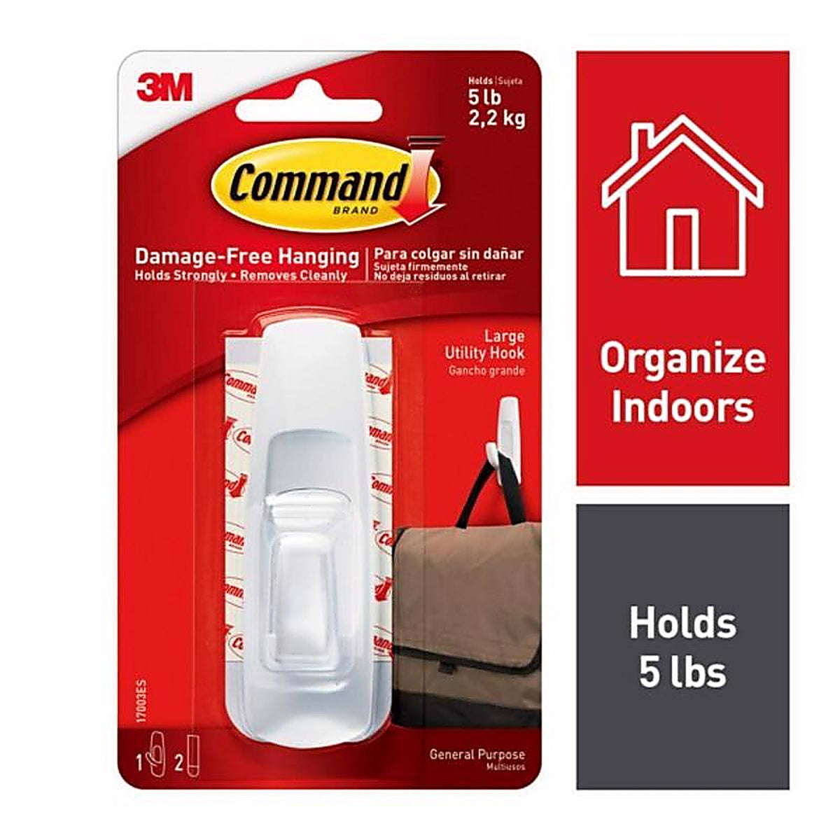 3M - 17003ES - Command Large Plastic Hook 3-7/8 in. L - 1/Pack