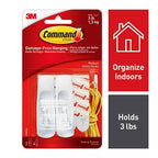 3M - 17001ES - Command Medium Plastic Hook 3-7/8 in. L - 2/Pack