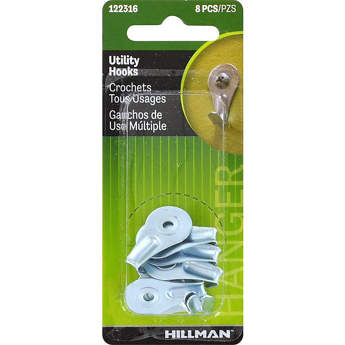 Hillman - 122316 - AnchorWire White Utility Utility Hooks 1 lb 8 pk