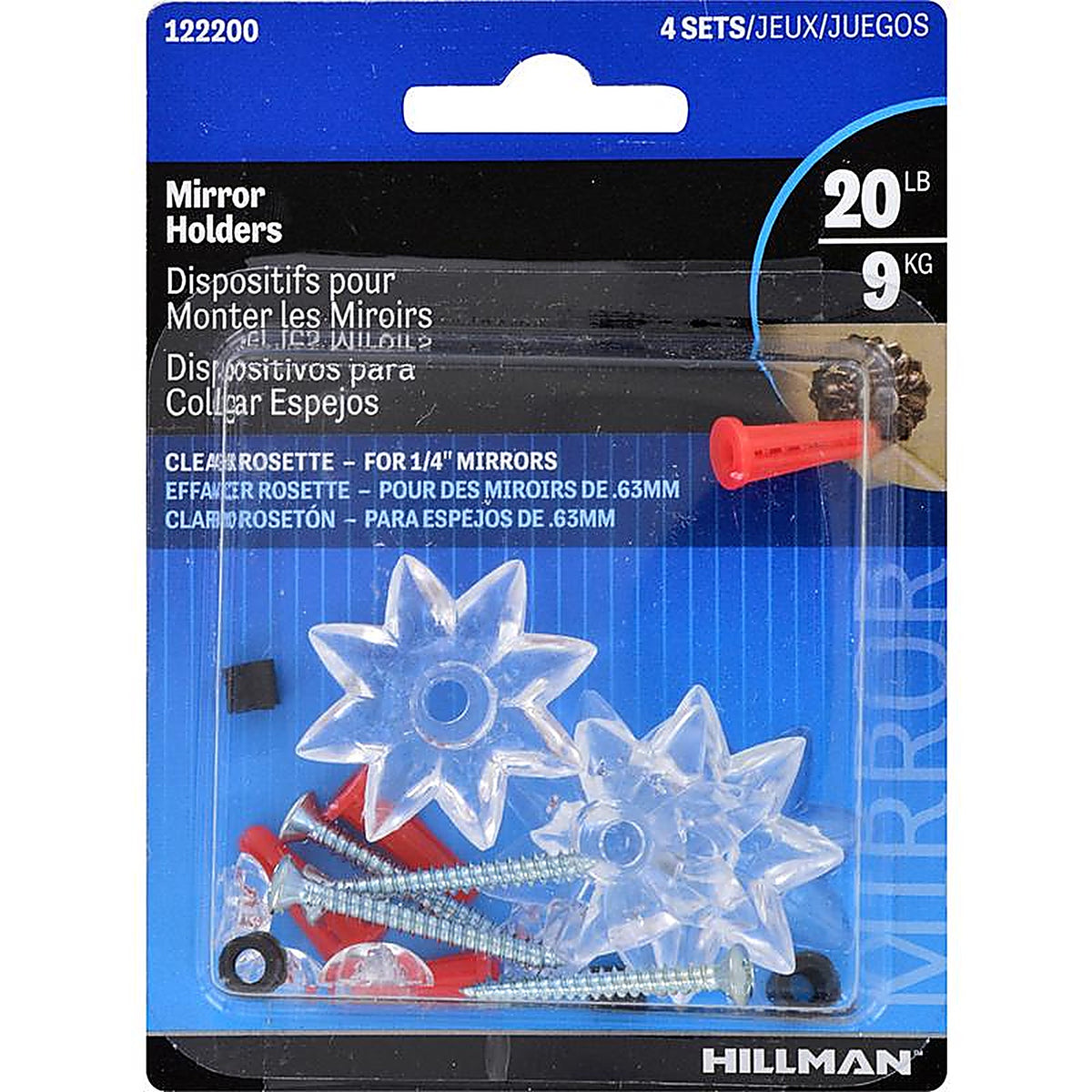 Hillman - 122200 - AnchorWire Mirror Heavy Duty Mirror Holder 1 lb 4 pk