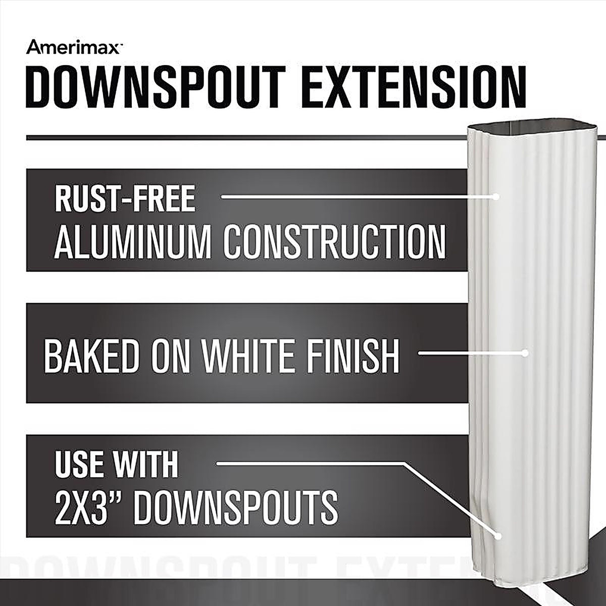 Amerimax - 27075 - 3 in. H x 2 in. W x 15 in. L White Aluminum K Downspout Extension