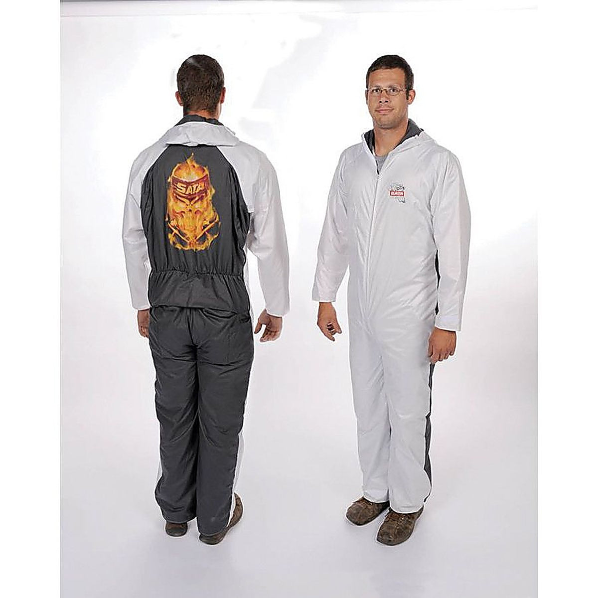 SATA - 510054PS - Dan-Am Pro Series Paint Suit, Medium, White/Gray, Elastic Waist