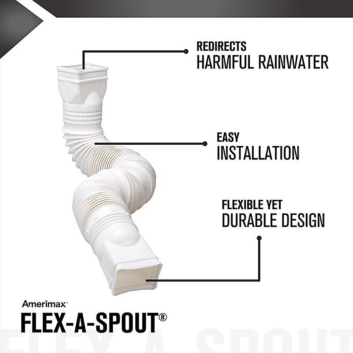 Amerimax - 85010 - Flex-A-Spout 4.5 in. H x 4.5 in. W x 55 in. L White Vinyl Downspout Extension
