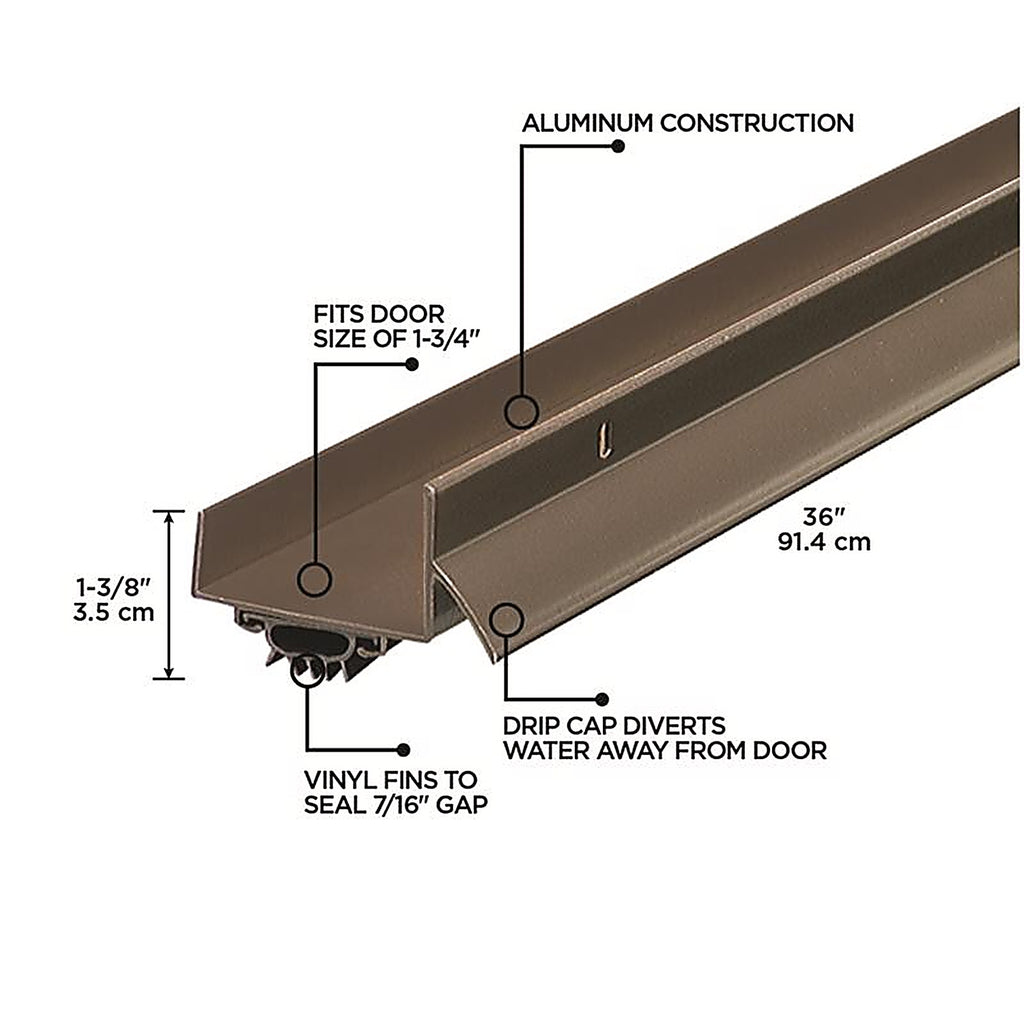 M-D - 6197 - Bronze Aluminum Replacement Bottom For Doors 36 in. L