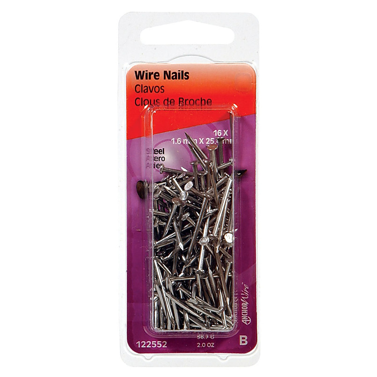 Hillman - 122552 - 1 in. Wire Bright Steel Nail Flat