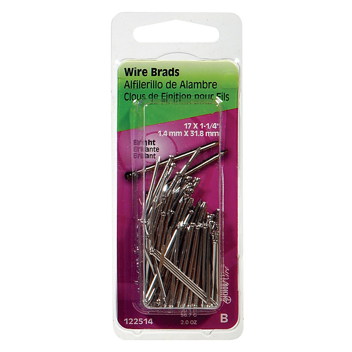 Hillman - 122514 - 17 Ga. x 1-1/4 in. L Bright Steel Brad Nails - 1/Pack 2 oz.