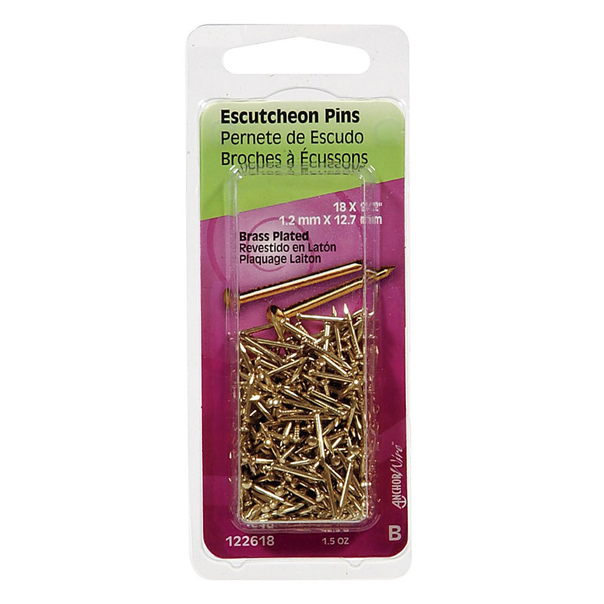 Hillman - 122618 - 18 Ga. x 1/2 in. L Brass-Plated Steel Escutcheon Pins - 1/Pack 1.5 oz.
