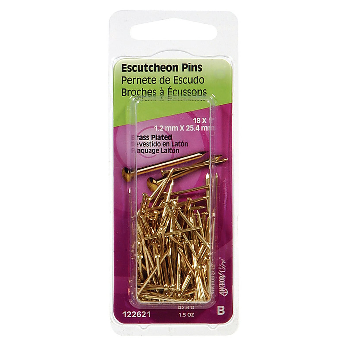 Hillman - 122621 - 18 Ga. x 1 in. L Brass-Plated Steel Escutcheon Pins - 1/Pack 1.5 oz.