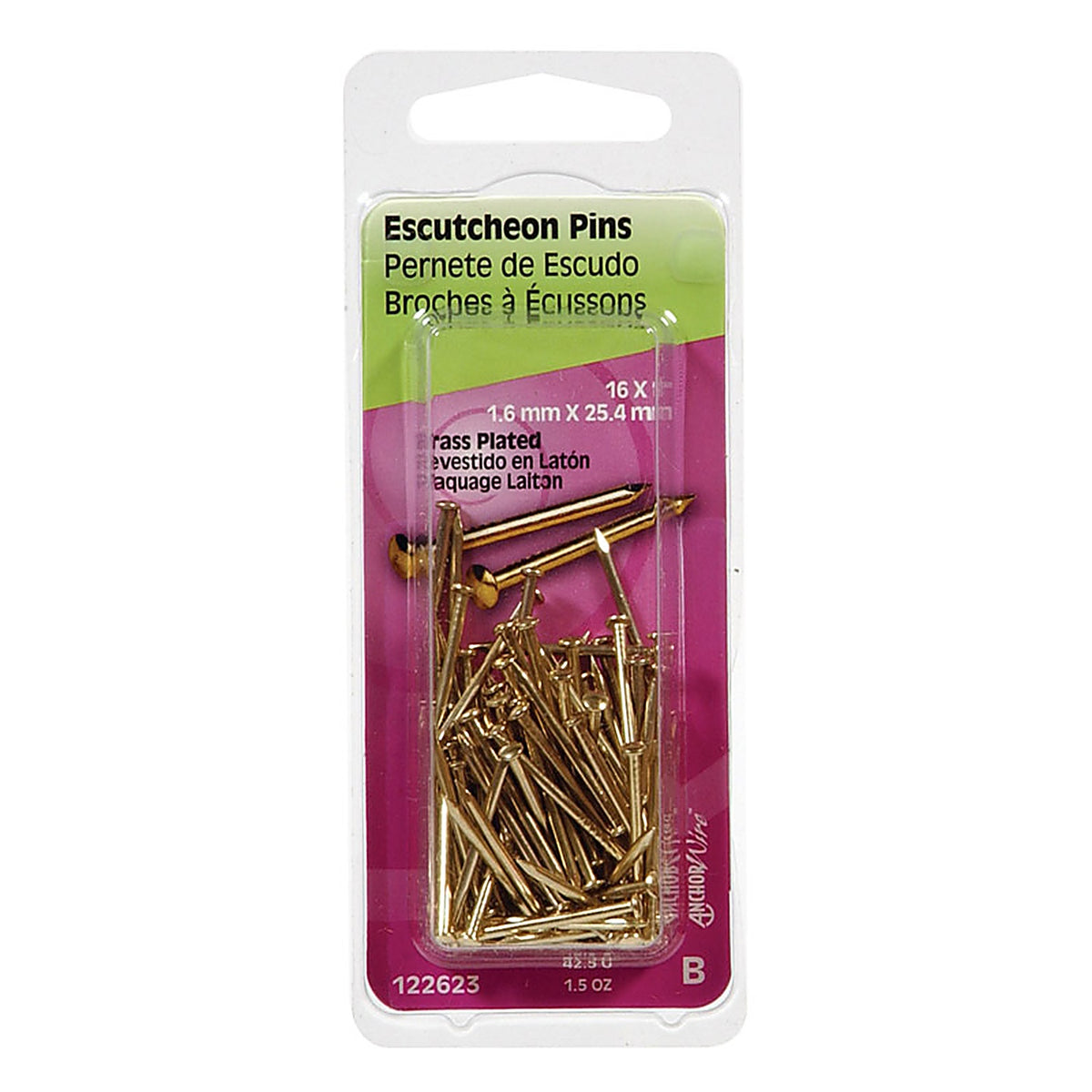 Hillman - 122623 - 16 Ga. x 1 in. L Brass-Plated Steel Escutcheon Pins - 1/Pack 1.5 oz.