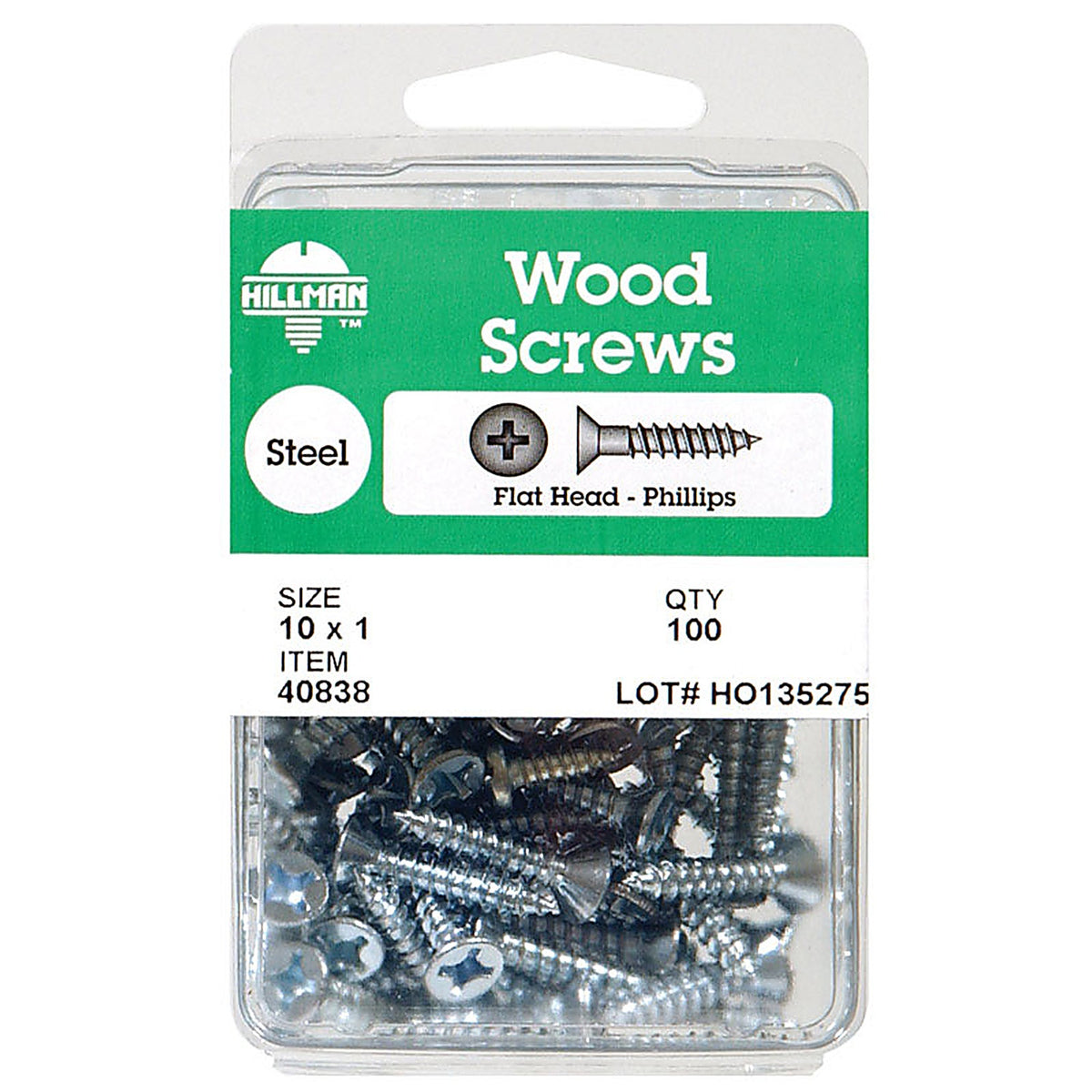 Hillman - 40838 - No. 10 X 1 in. L Phillips Zinc-Plated Wood Screws 100 pk