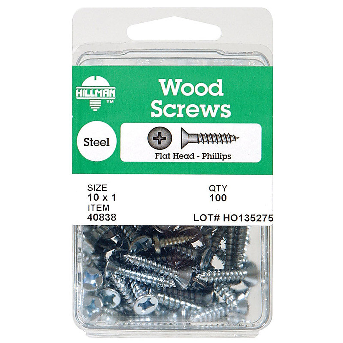 Hillman - 40840 - No. 10 X 1-1/4 in. L Phillips Zinc-Plated Wood Screws 75 pk