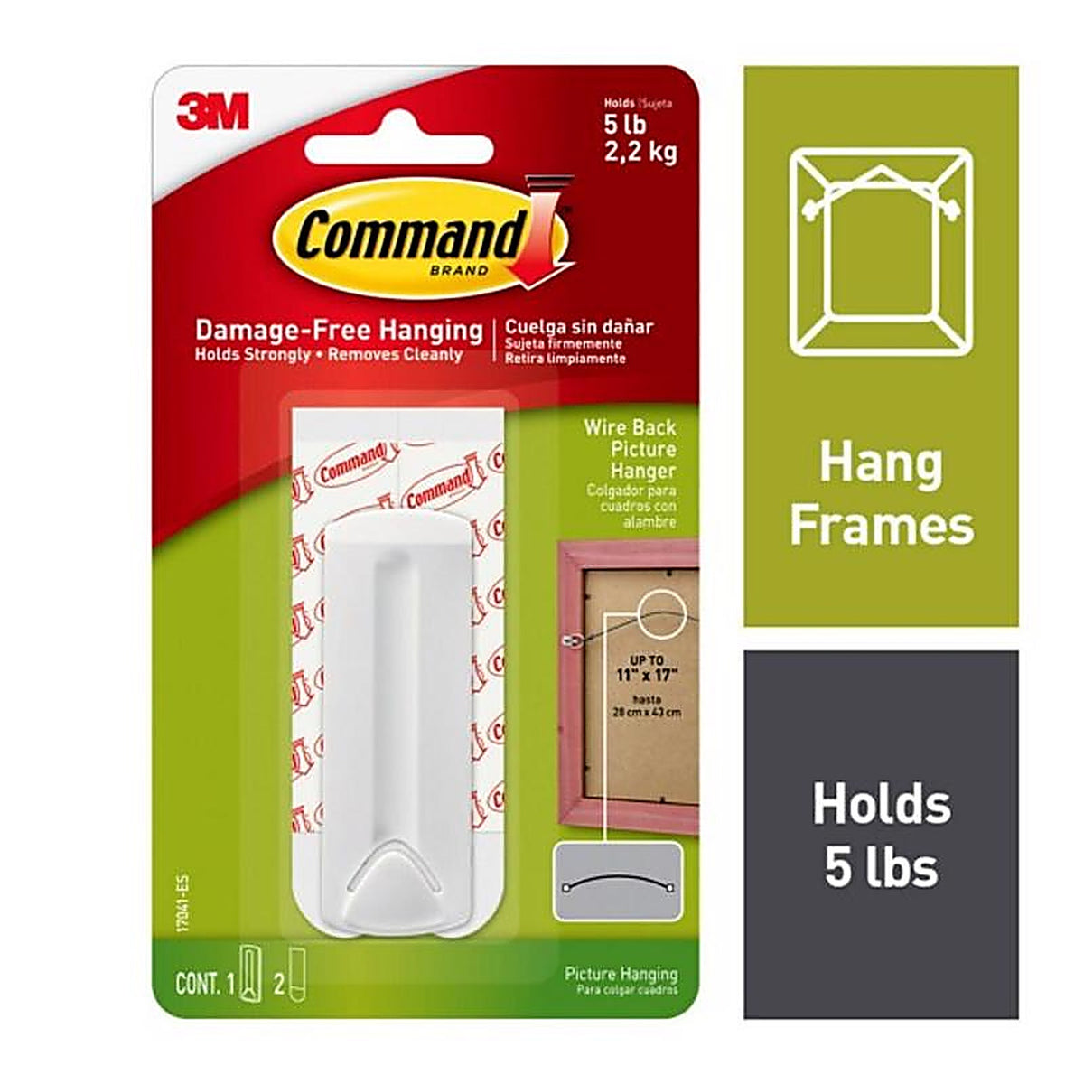 3M - 17041-ES - Command White Wire-Backed Picture Hanger 5 lb. - 1/Pack