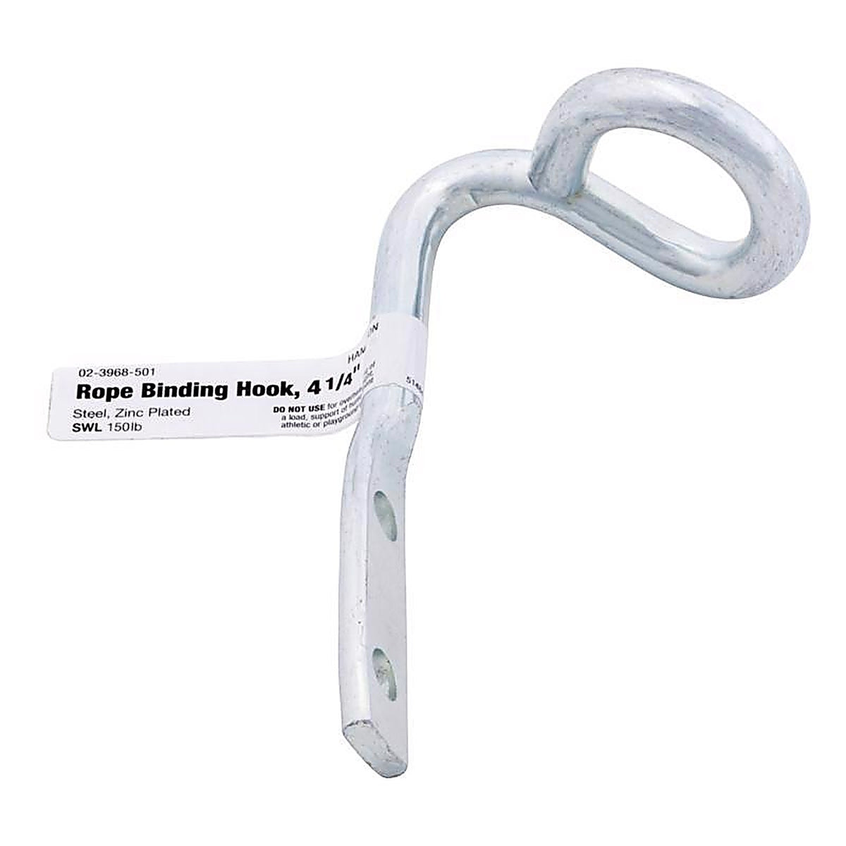 Hampton - 02-3968-501 - Small Zinc-Plated Silver Steel 4.125 in. L Rope Binding Hook 150 lb. - 1/Pack