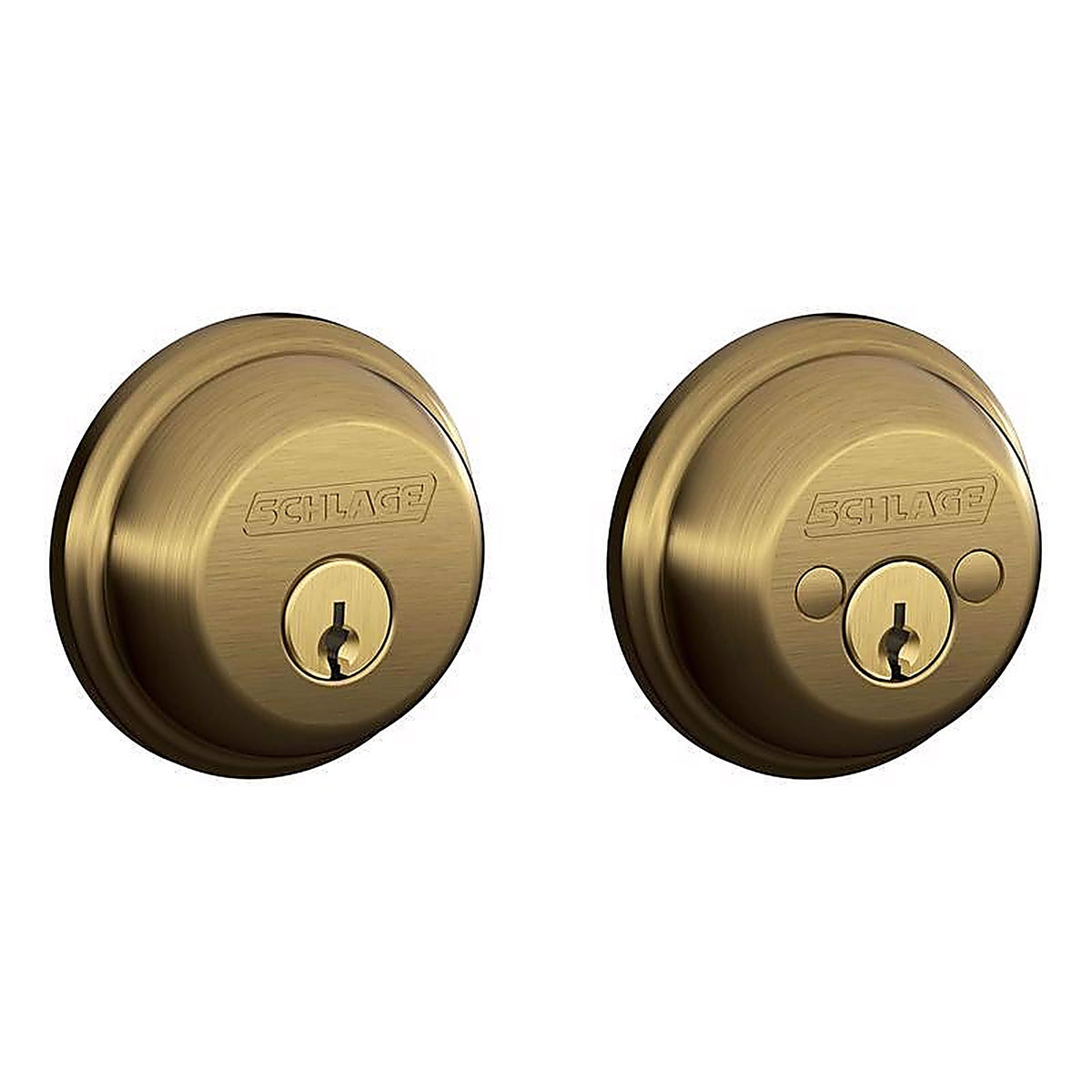 Schlage - B62 N G 609 - Antique Brass Zinc Double Cylinder Deadbolt