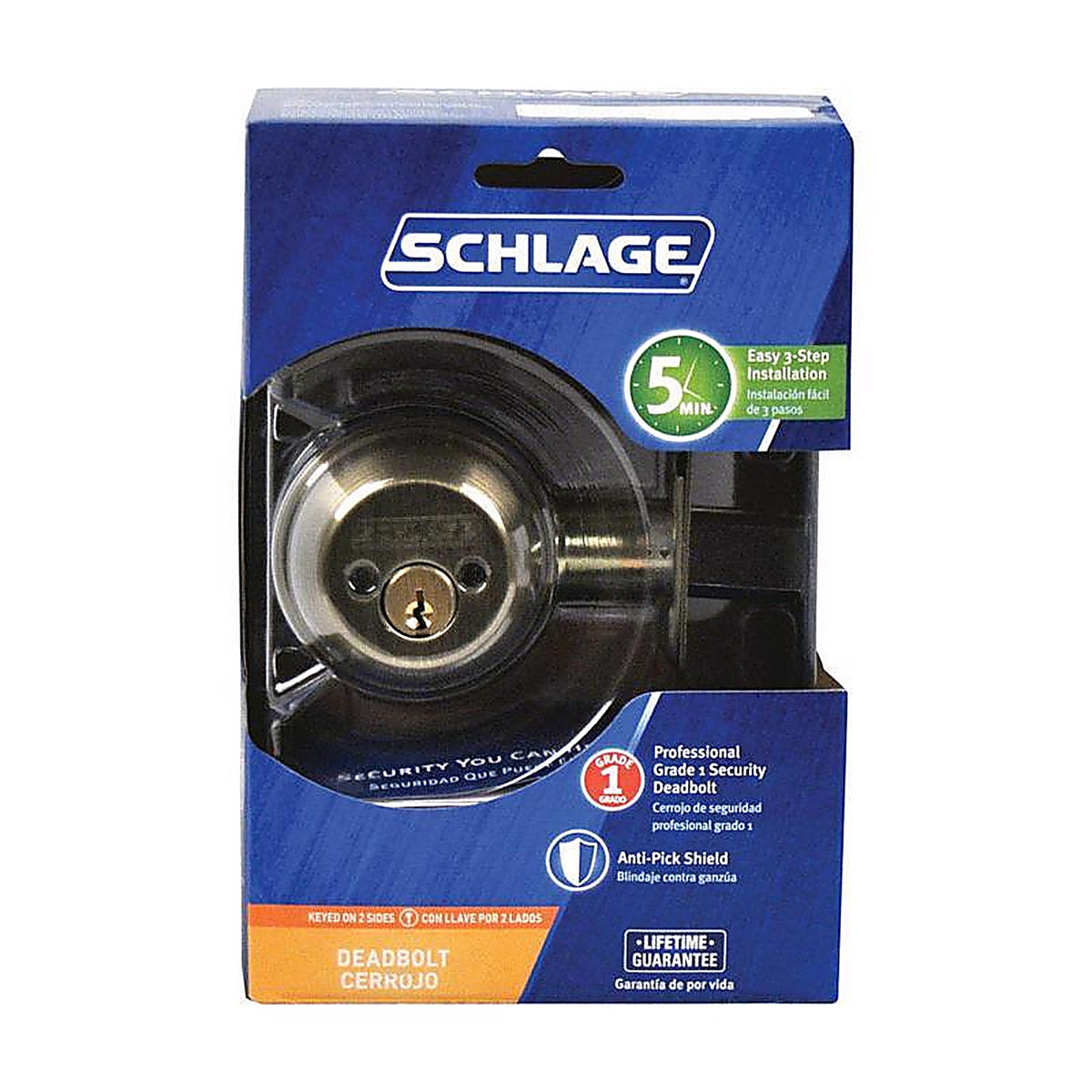 Schlage - B62 N G 609 - Antique Brass Zinc Double Cylinder Deadbolt