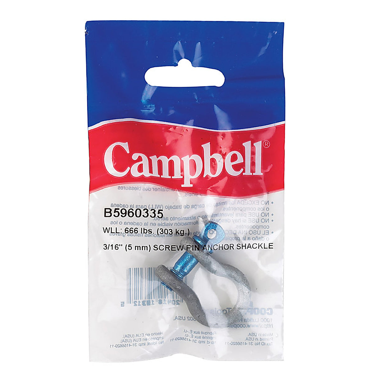 Campbell - T9640335 - Galvanized Forged Carbon Steel Anchor Shackle 1/3