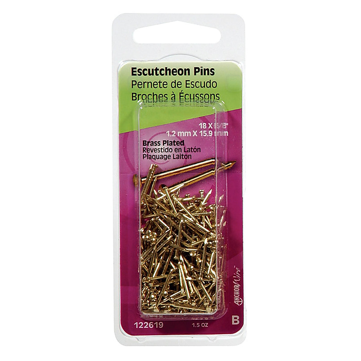 Hillman - 122619 - 18 Ga. x 5/8 in. L Brass-Plated Steel Escutcheon Pins - 1/Pack 1.5 oz.