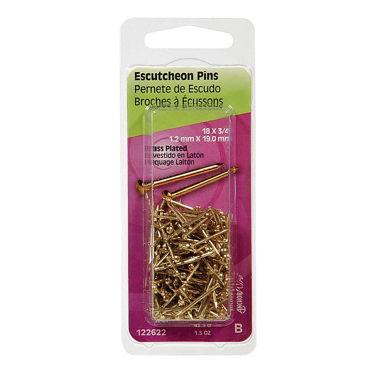 Hillman - 122622 - 18 Ga. x 3/4 in. L Brass-Plated Steel Escutcheon Pins - 1/Pack 1.5 oz.