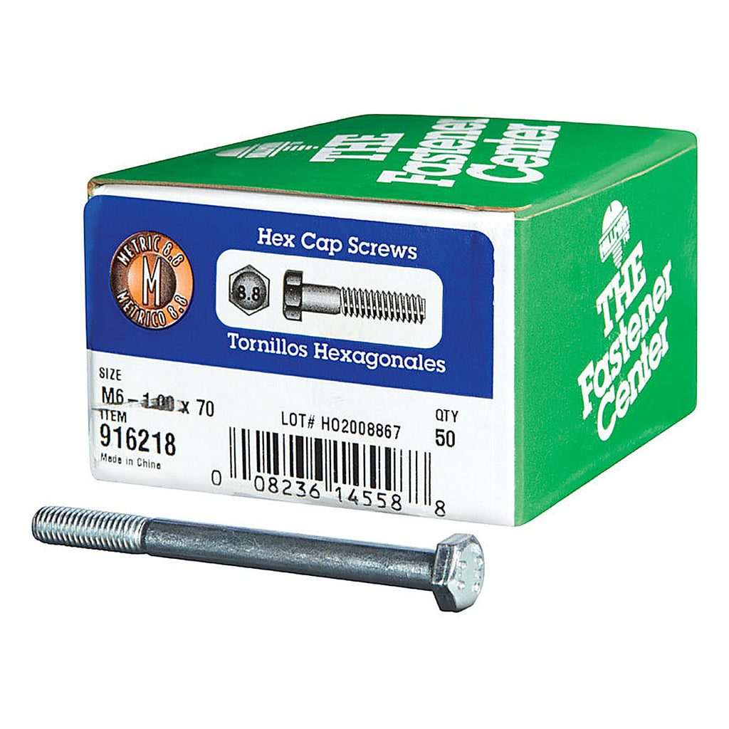Hillman - 916218 - M6-1.00 mm Dia. x 70 mm L Heat Treated Steel Hex Head Cap Screw - 50/Pack