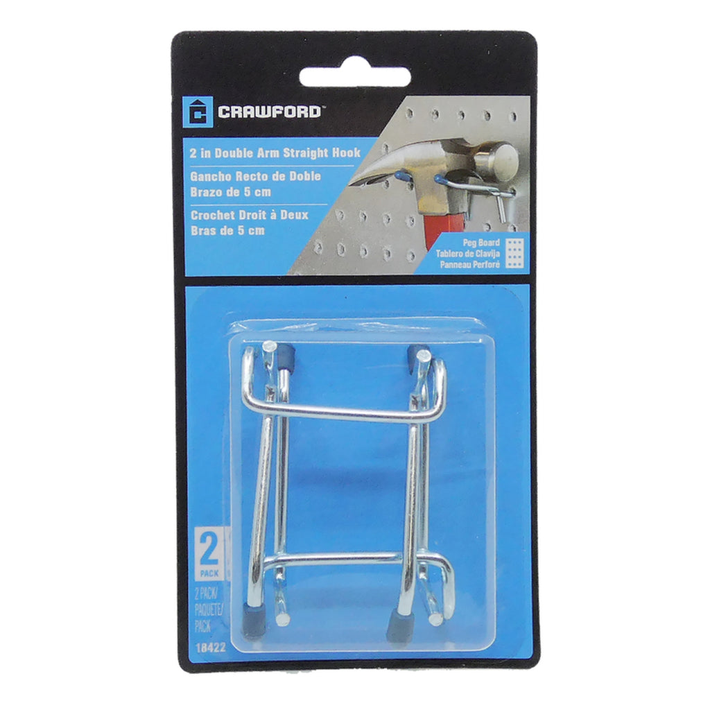 Crawford - 18422 - Zinc Plated Silver Steel 2 in. Peg Hooks - 2/Pack