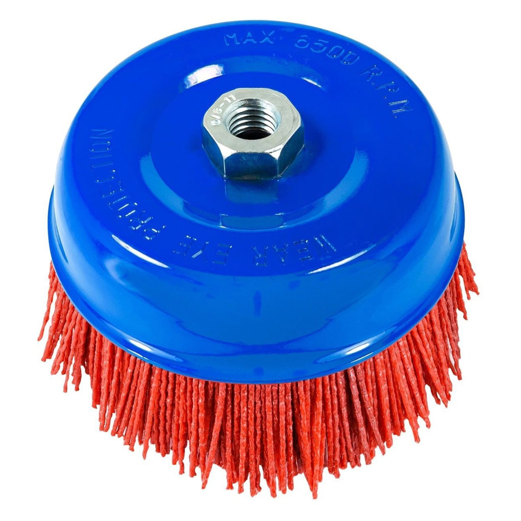 AES|51886|Filament Cup Brush, 6 in, 5/8 - 11, 180 Grit, Nylon