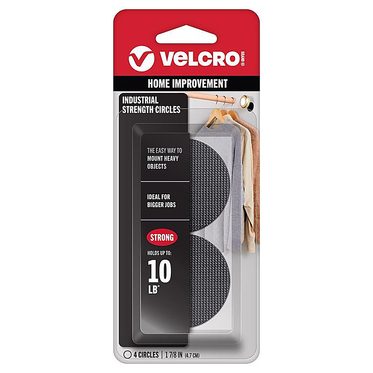 Velcro - 90362 - Industrial Strength Hook and Loop Fastener 1-7/8 in. L - 4/Pack