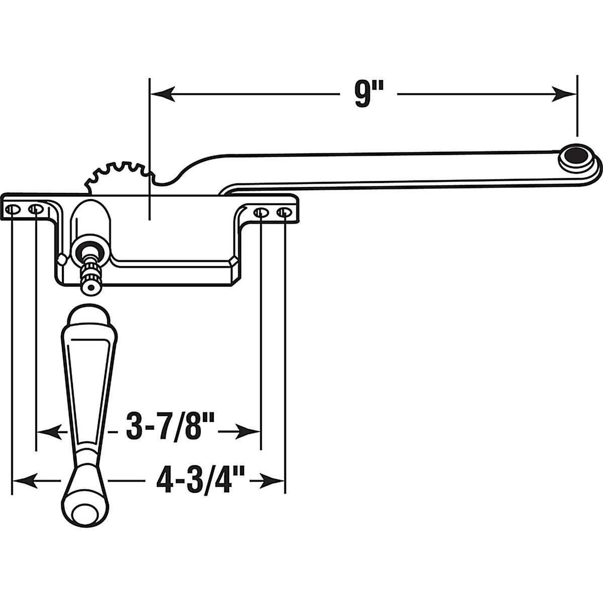 Prime-Line - H 3710 - White Steel Left Single-Arm Casement Window Operator For Steel Framed Windows