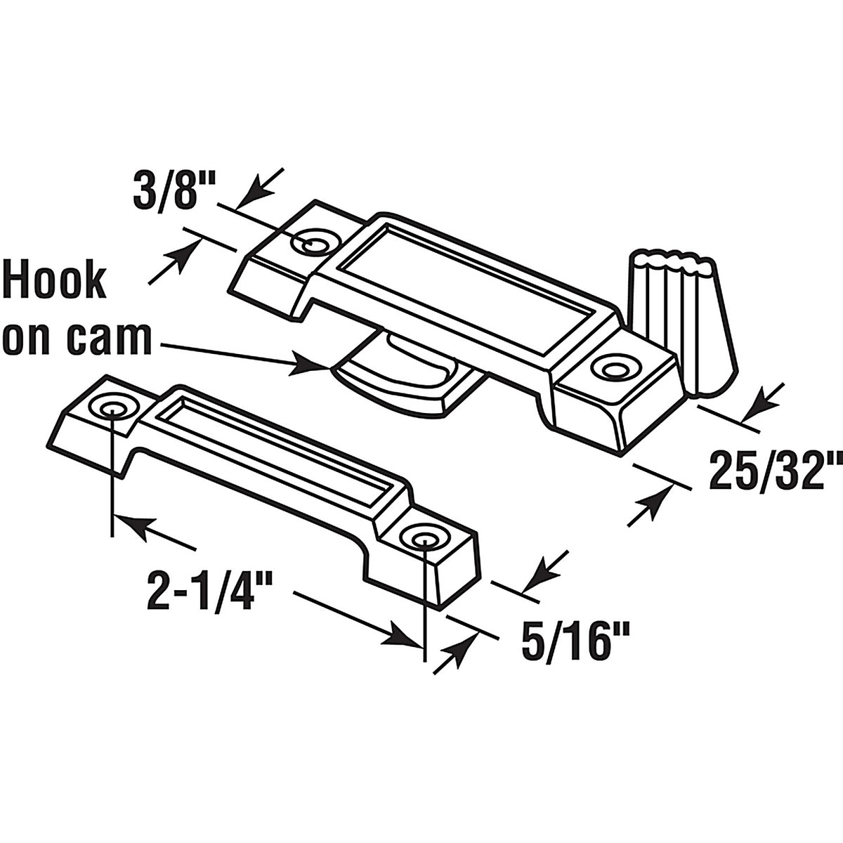 Prime-Line - F 2532 - Black Die-Cast Zinc Sash Lock 1 pk