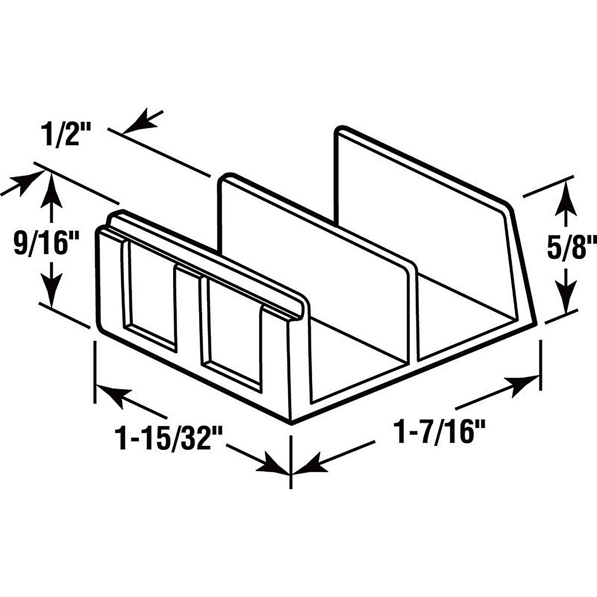 Prime-Line - M 6059 - 1.4 in. H X 1-7/16 in. W White Frameless Sliding Shower Door