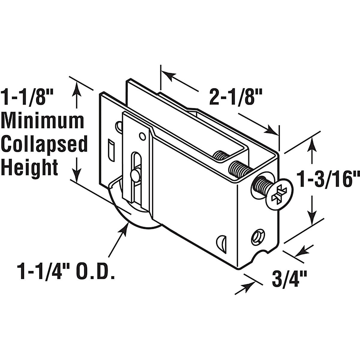Prime-Line - D 1762 - 1-1/4 in. D X 0.75 in. L Steel Roller Assembly 1 pk