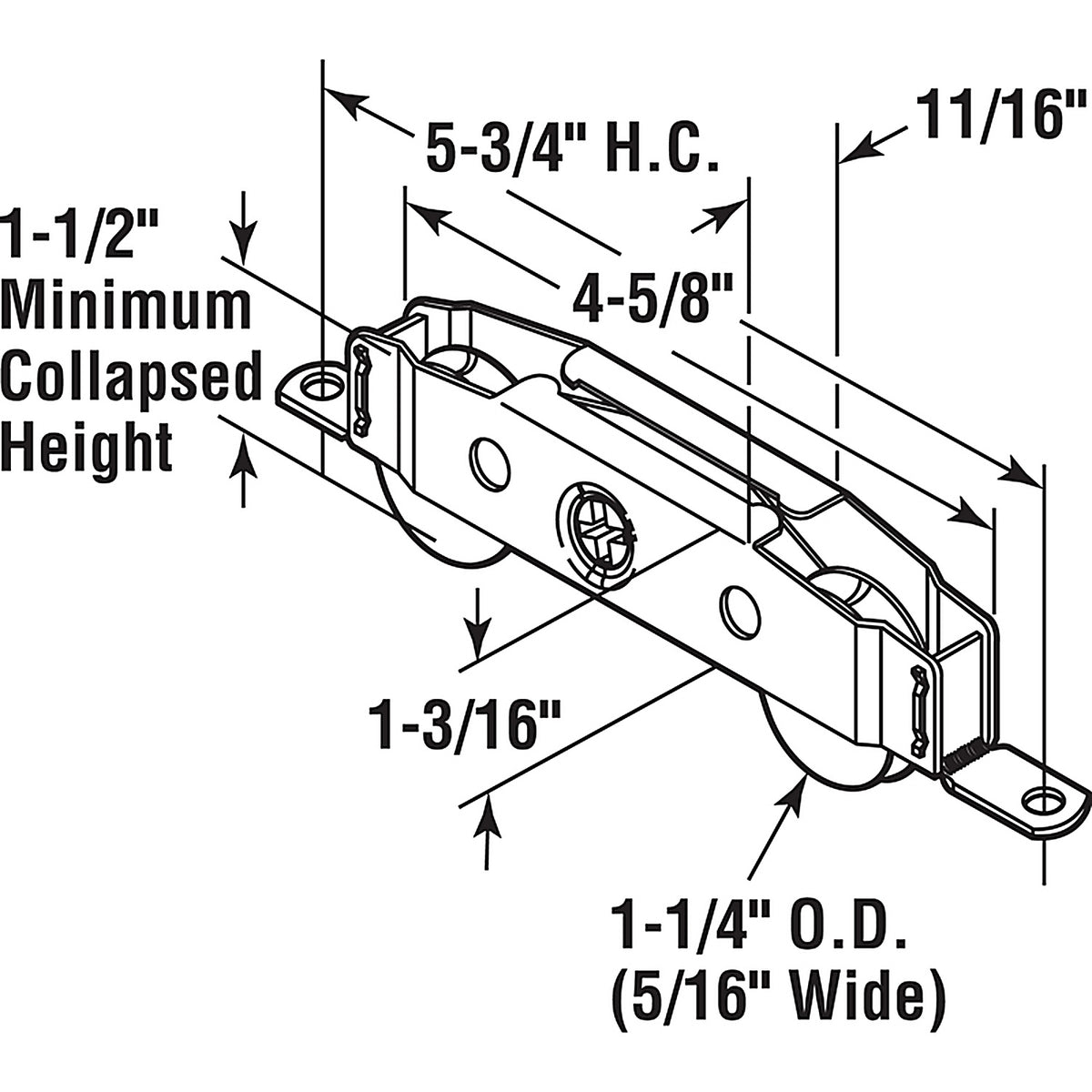Prime-Line - D 1607 - 1-1/4 in. D X 0.31 in. L Steel Roller Assembly 1 pk