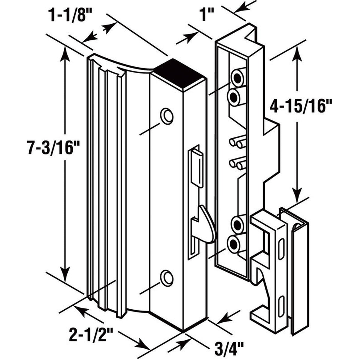 Prime-Line - C 1125 - Wood/Brown Steel Outdoor Door Handle Set