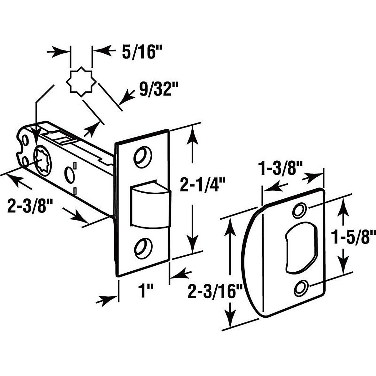 Prime-Line - E2281 - Bright Brass Brass Mortise Latch Bolt