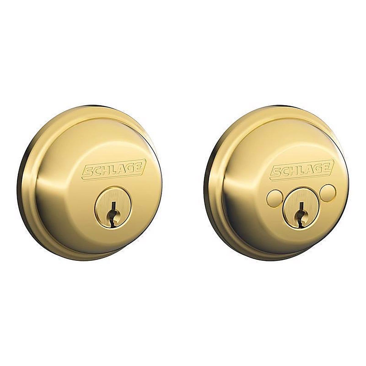 Schlage - B62 N G 505 605 - Bright Brass Zinc Double Cylinder Deadbolt