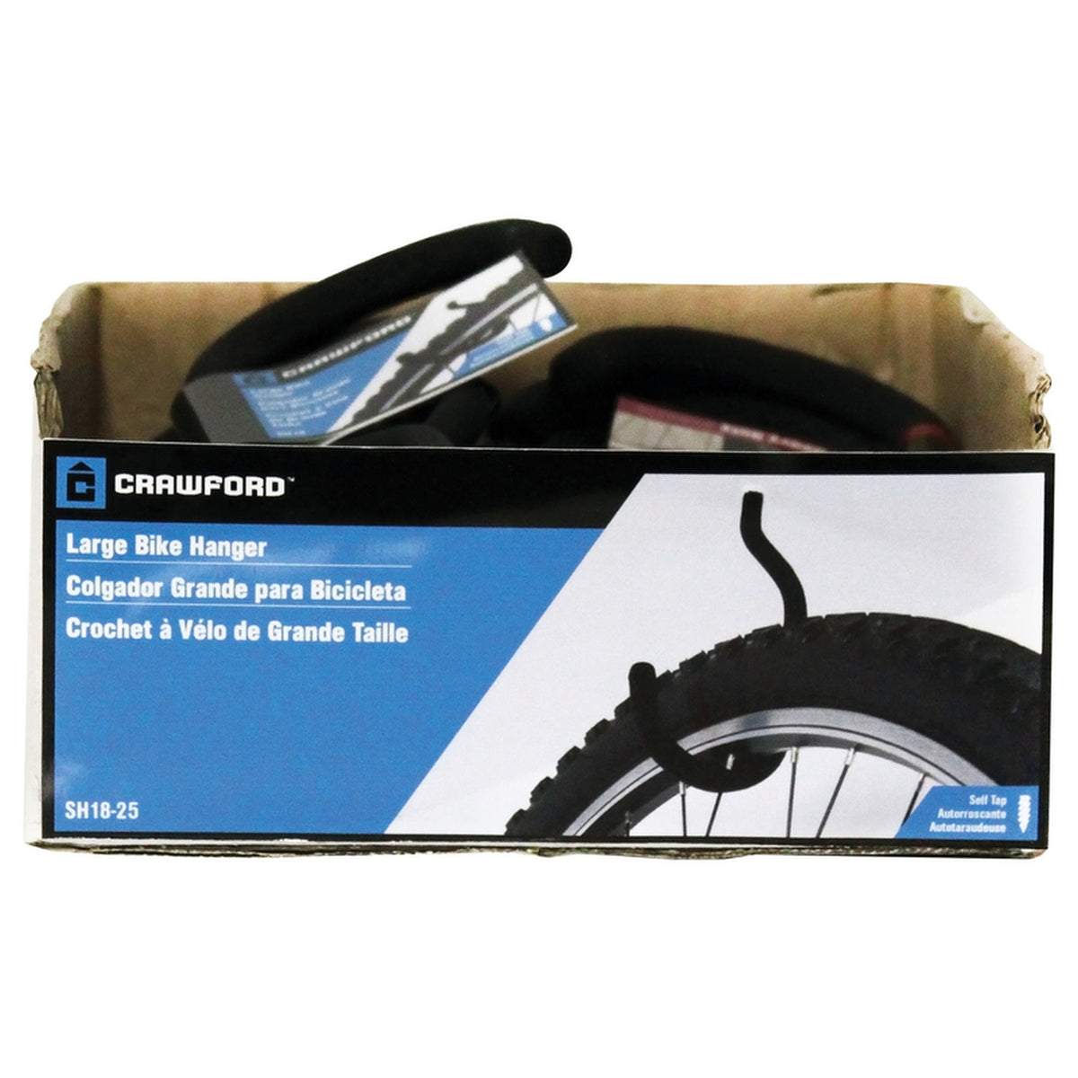 Crawford - SH18-25 - 8.5 in. L Vinyl Coated Black Steel Medium Super Bicycle Hook 75 lb. capacity - 1/Pack