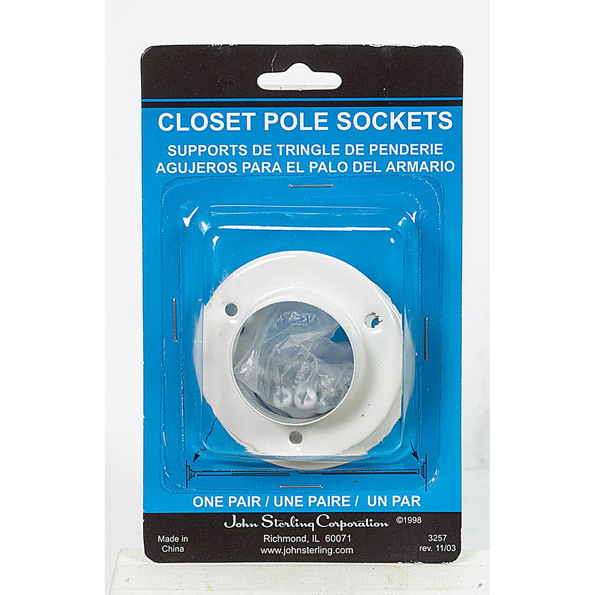 Knape & Vogt - BC-0039-WT - Pro 1-3/8 in. L x 1-3/8 in. Dia. White Steel Rod Socket