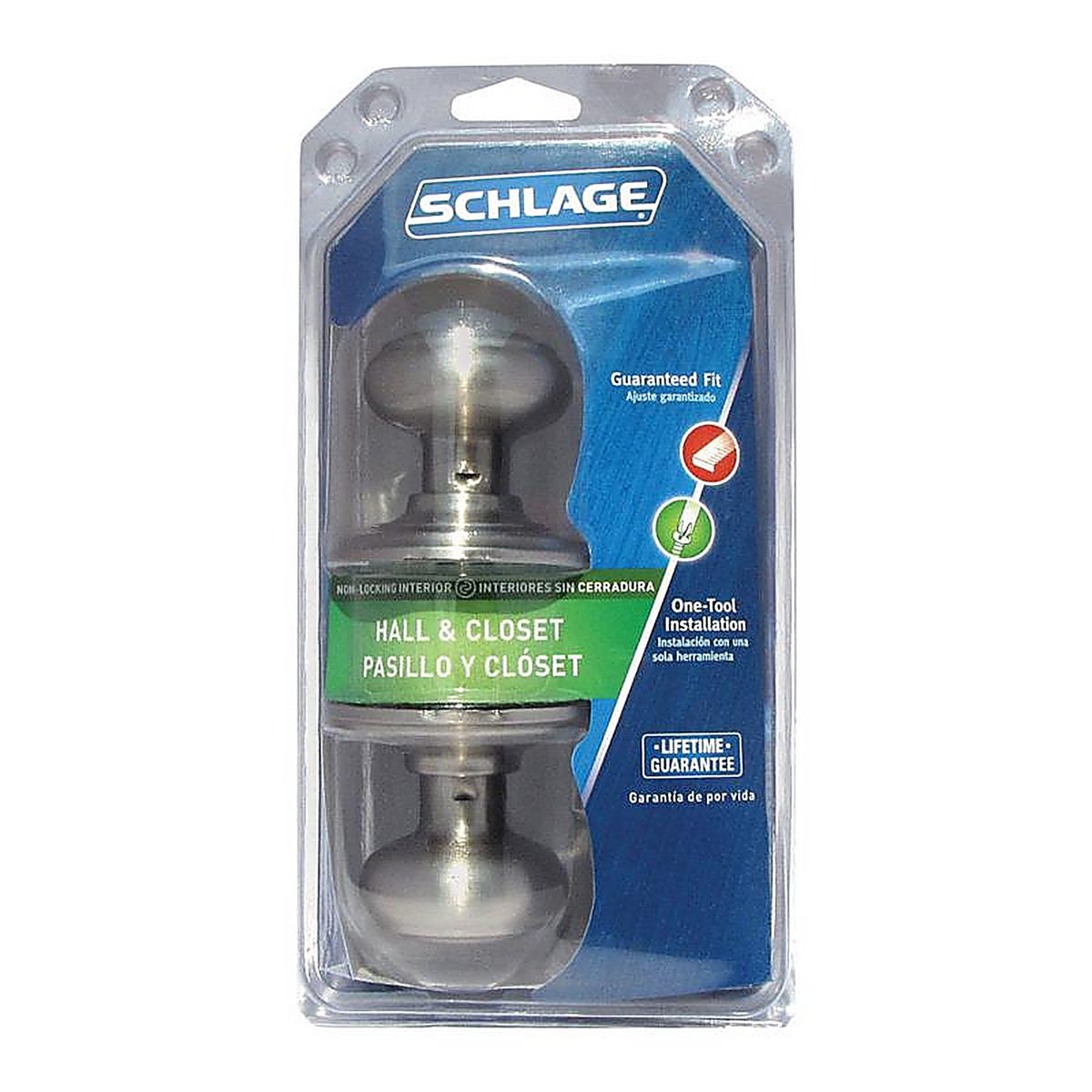 Schlage - F10VGEO619 - Georgian Satin Nickel Passage Lockset ANSI Grade 2 1-3/4 in.