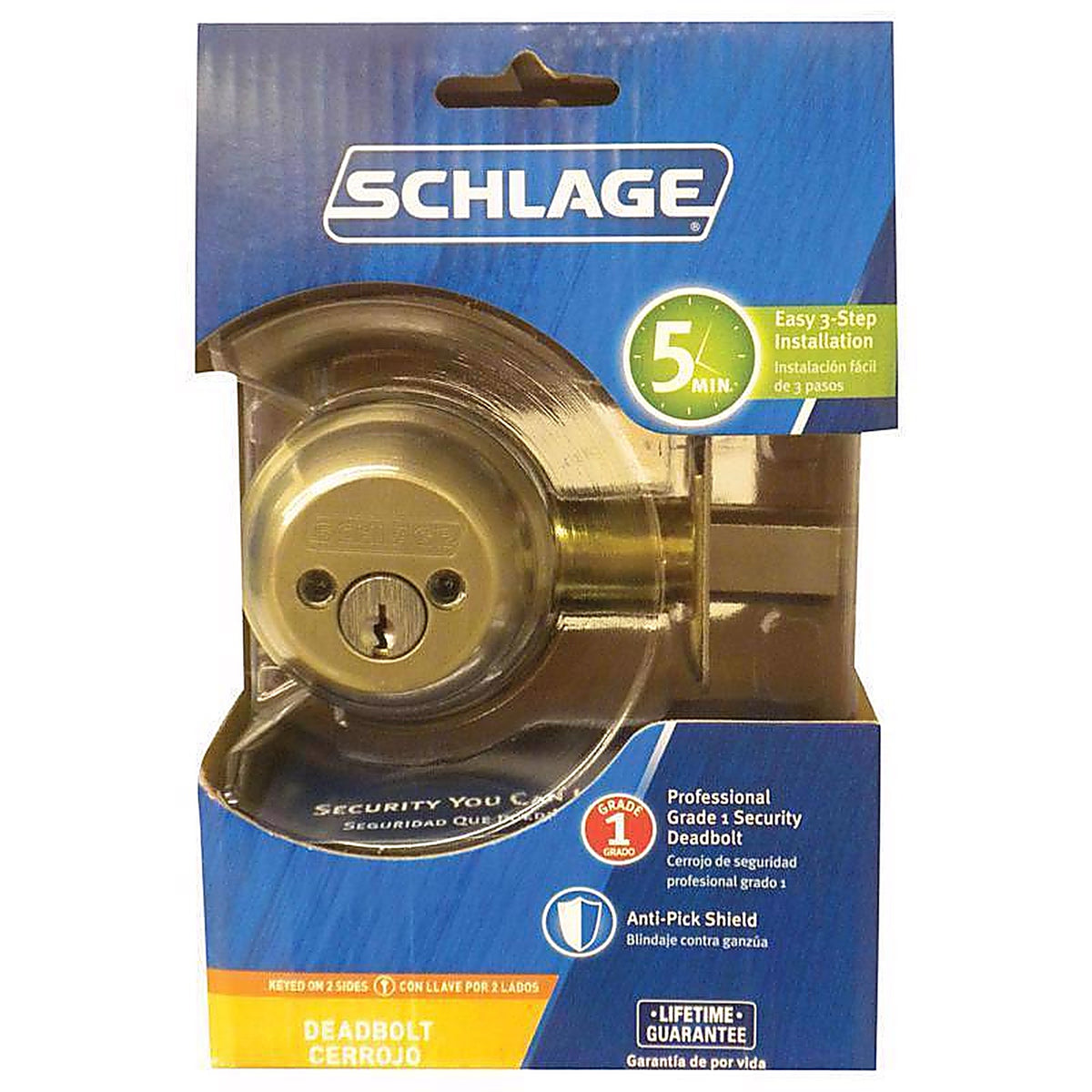 Schlage - B62 N G 619 - Satin Nickel Zinc Double Cylinder Deadbolt