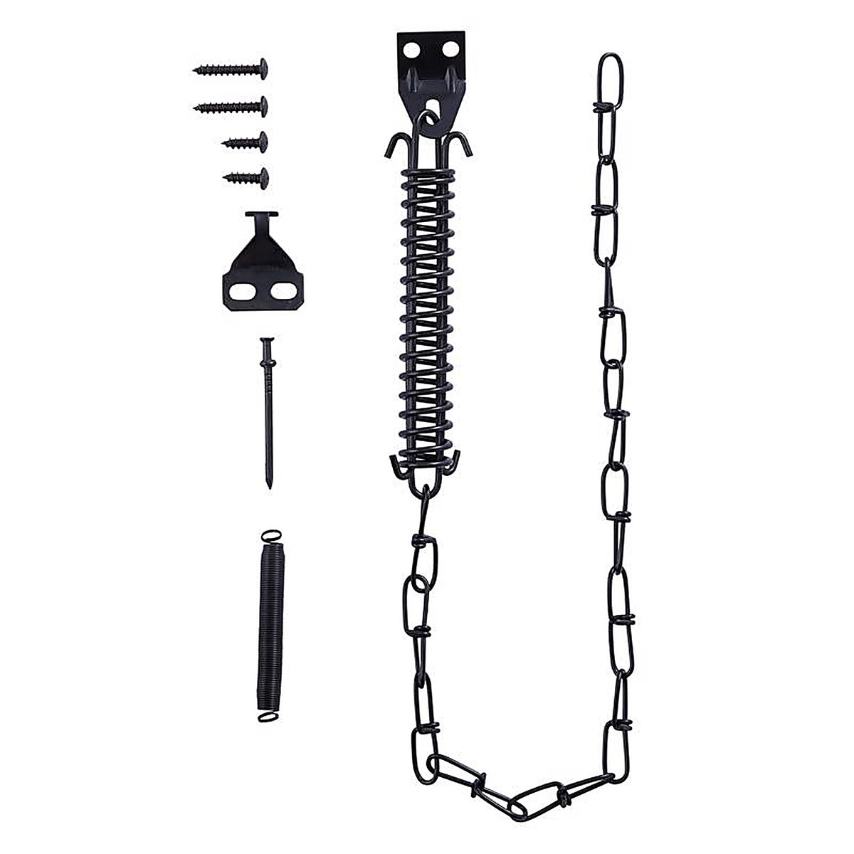 Wright - V11BL - Galvanized Black Steel Spring & Chain Door Retainer 1 pk