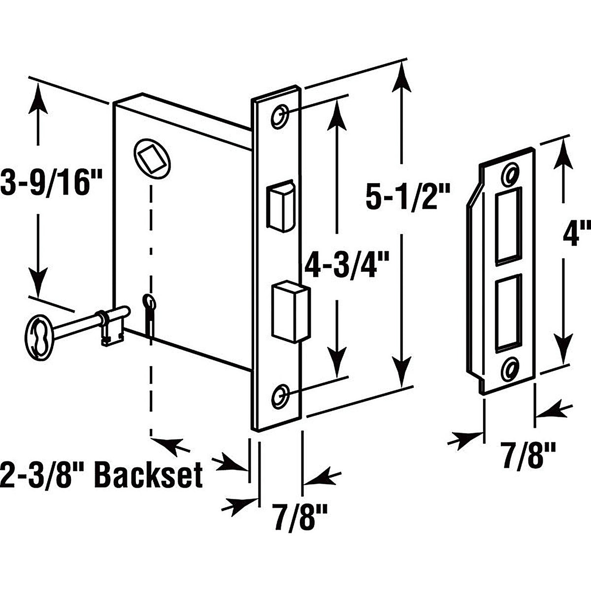 Prime-Line - E2294 - Security Bright Brass Mortise Replacement Lock Assembly Grade 1 1-3/4 in.