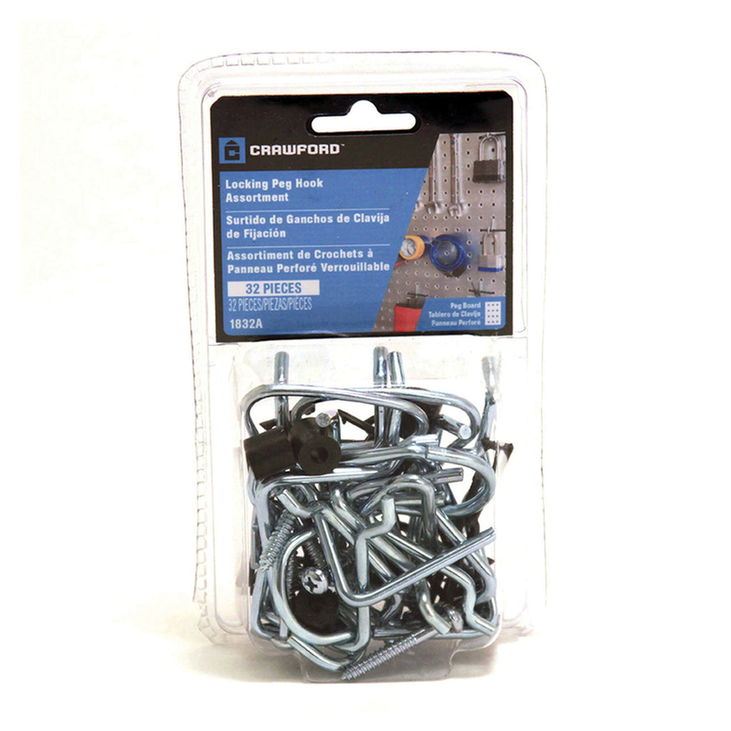 Crawford - 1832A - Silver Steel Peg Hooks 32/Pack