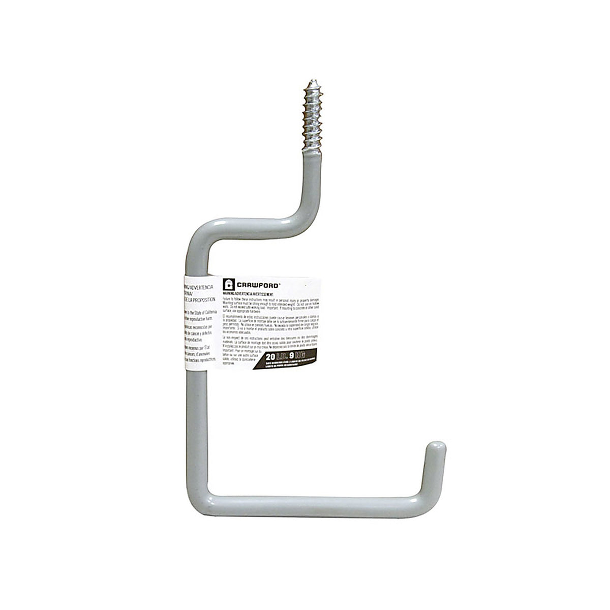 Crawford - SS17-25 - 7.17 in. L Vinyl Coated Gray Steel Large Storage Hook 20 lb. capacity - 1/Pack