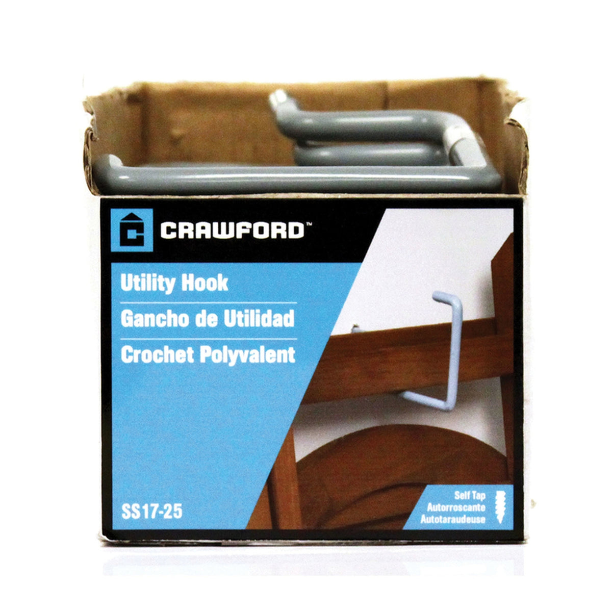 Crawford - SS17-25 - 7.17 in. L Vinyl Coated Gray Steel Large Storage Hook 20 lb. capacity - 1/Pack