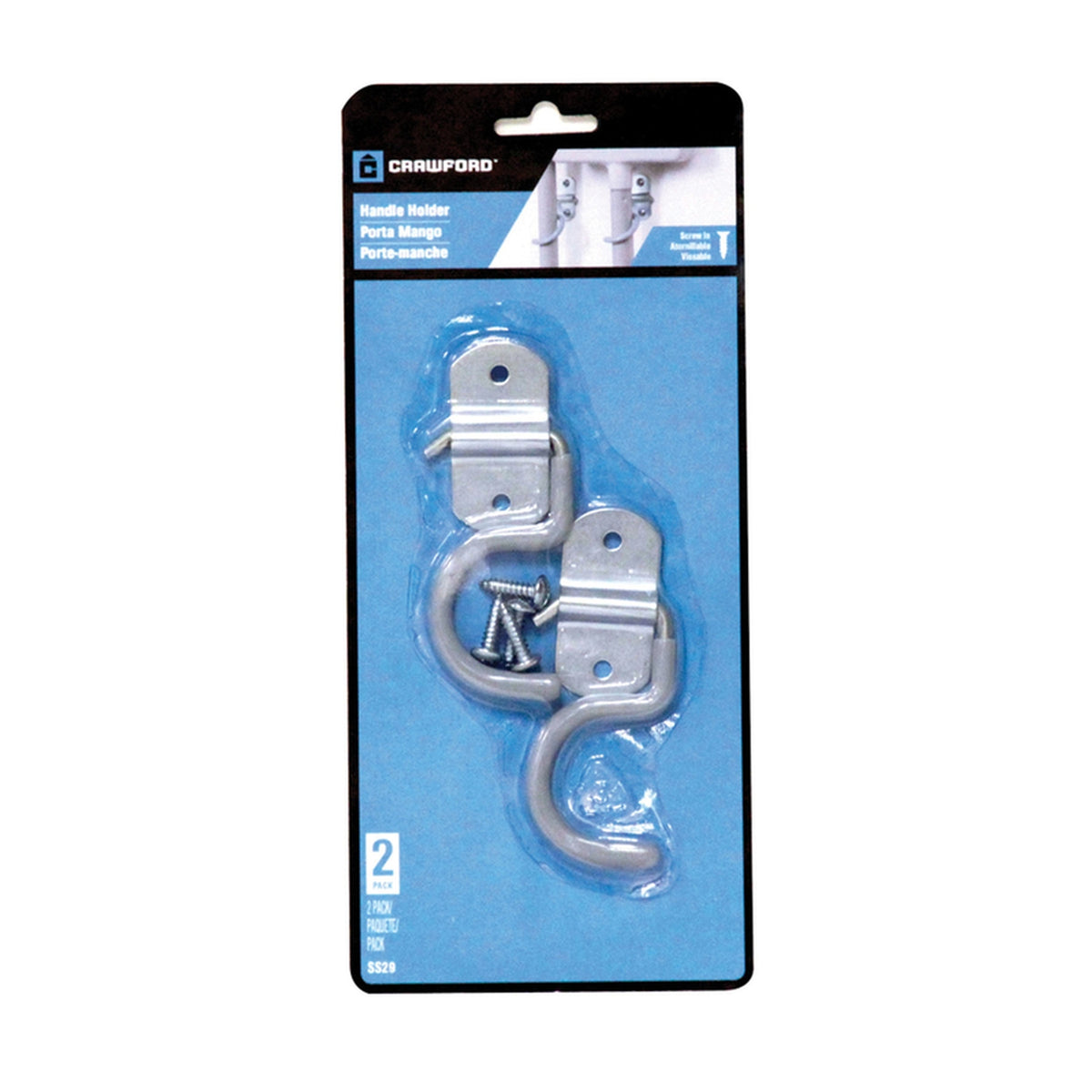 Crawford - SS29 - 3.65 in. L Vinyl Coated Gray Steel Small Hanger Holder 5 lb. capacity - 2/Pack